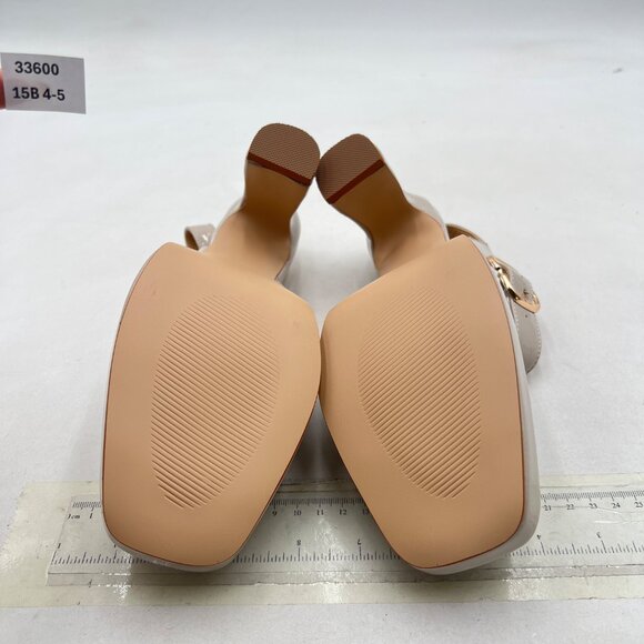 FYS Nude Platform Square Toe Pump Block High Heel Mary Janes Slingback Sexy Shoe - Picture 7 of 8